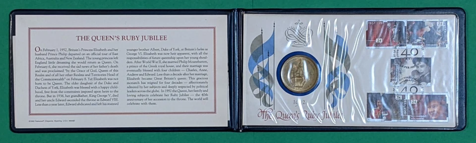 First Day Cover Stamp & Medal Tribute from 1992 - The Queen's Ruby Jubilee - Image 2 of 4