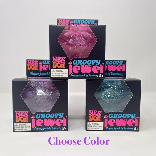 Nee Doh Groovy Jewel – Glitter Stress Fidget Toy | Super Sparkly Squish