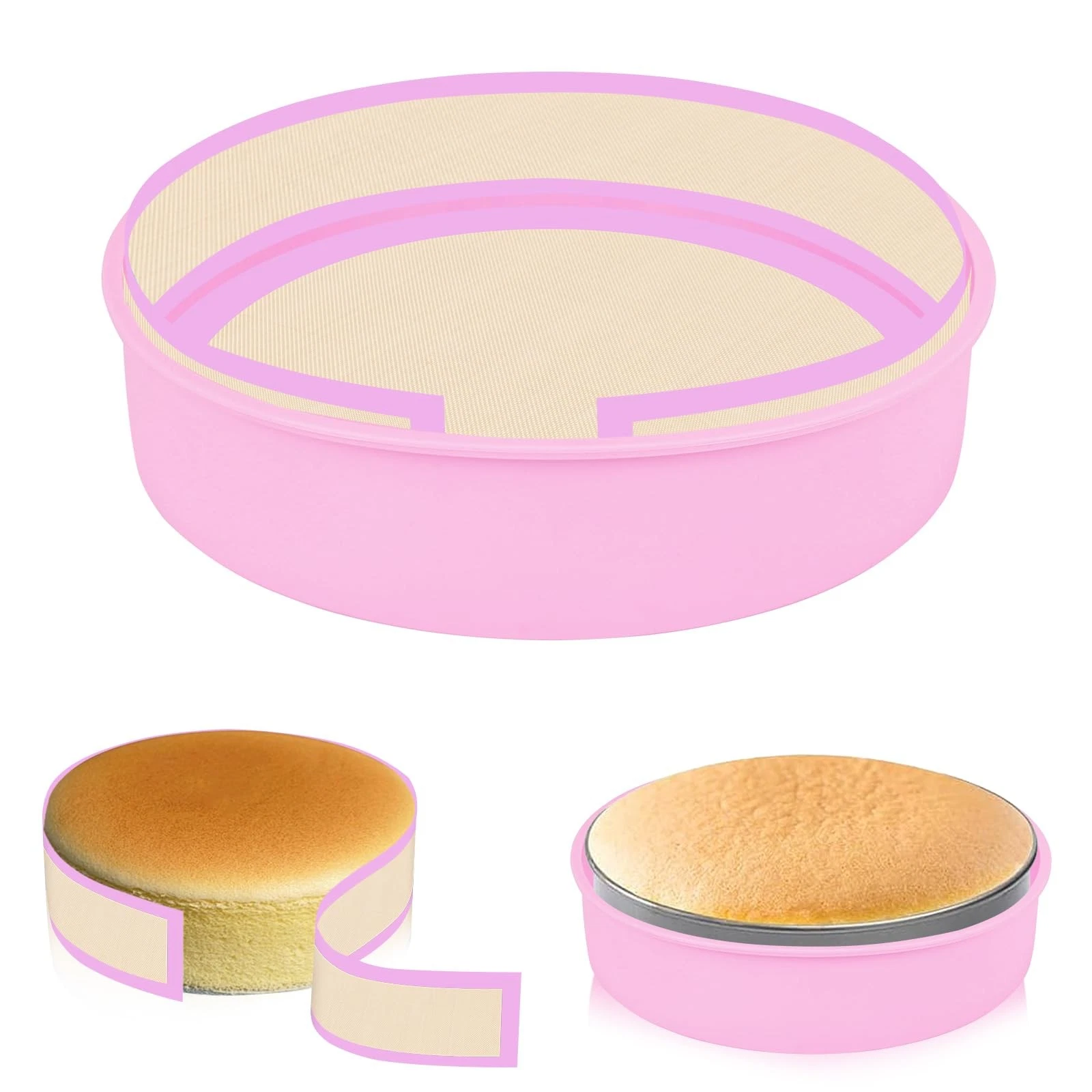 Silicone Springform Pan Protector with Baking Mat Set for 9 inch Cheesecake P...