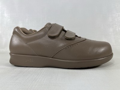 SAS Me Too Mocha Leather 2 Strap Comfort Walking Shoes Womens Size 9.5W Wide USA