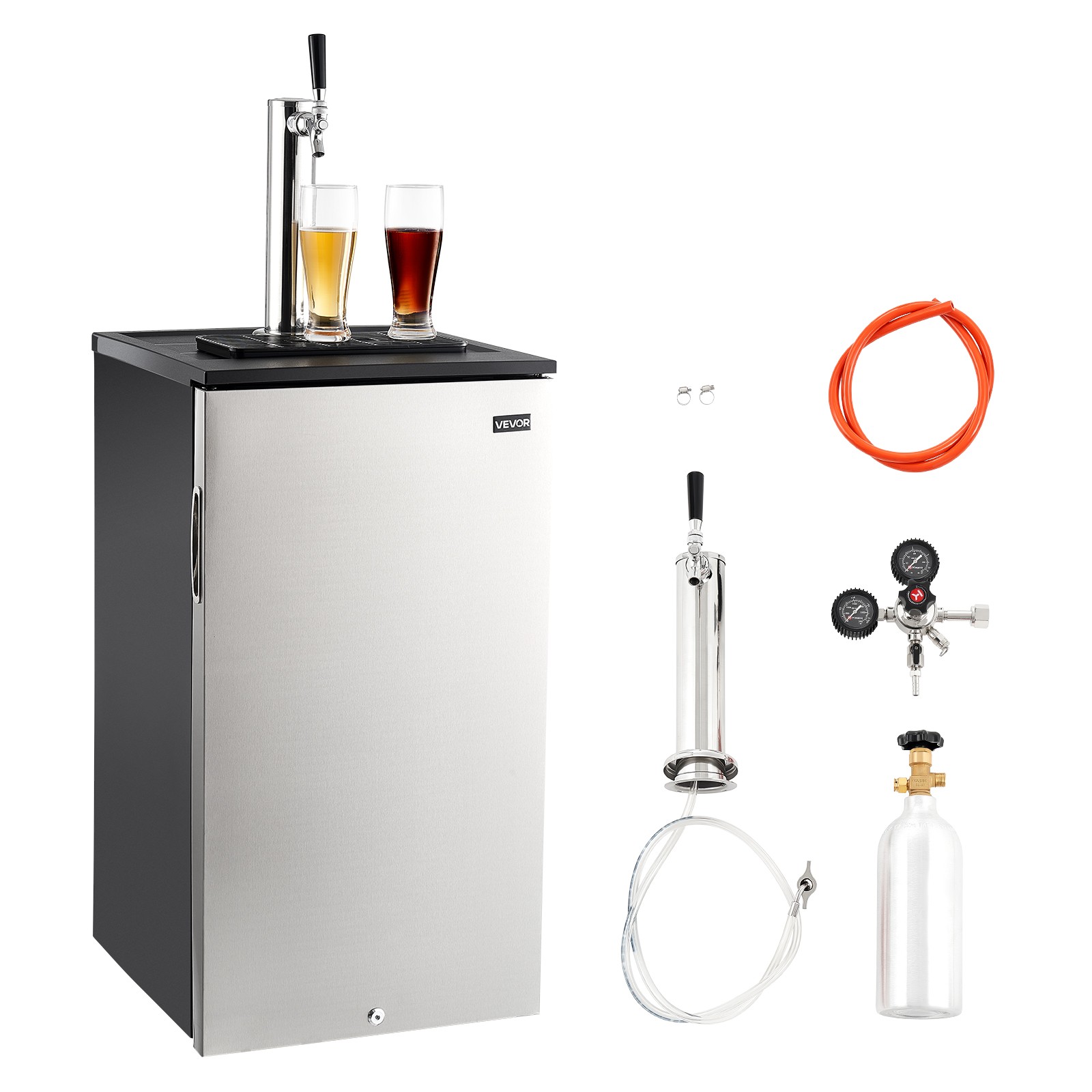 VEVOR Beer Kegerator with CO2 Tank Single-Tap Beer Dispenser 92L Refrigerator