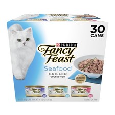 Purina Fancy Feast Grilled Food, Wet Cat Food, Seafood, 3 oz Cans 30 Pack 