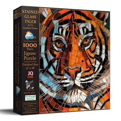 SunsOut Stained Glass Tiger 1000 pc Jigsaw Puzzle