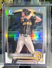 2025 BOWMAN CHROME KAI ROBERTS TRUE REFRACTOR 12/499 1ST BOWMAN🔥🔥PADRES🔥🔥
