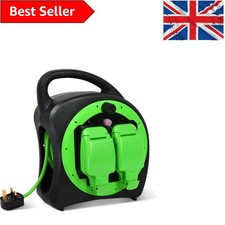 Durable Green 20m Extension Cable - 2 Socket,  Weatherproof for Outdoor Use