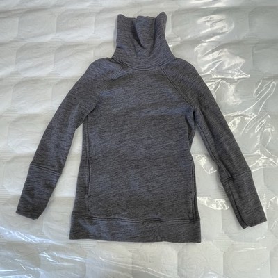 Lululemon To You Tunic Pullover Sz 2 Gray Turtleneck Kangaroo Pocket Sweatshirt