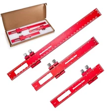 Set of 3 Woodworking Ruler, 6/8/12 Inch Precise Metal Pocket Rule, T-Type Scr...