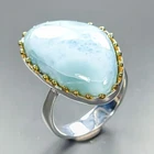 Jewellery 20 ct+ Natural Larimar Ring 925 Sterling Silver Size 8 /R461735