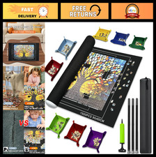 Puzzle Mat Roll-Up for Jigsaw Storage, 8 Sorting Trays  Drawstring Bag, 1500 PC