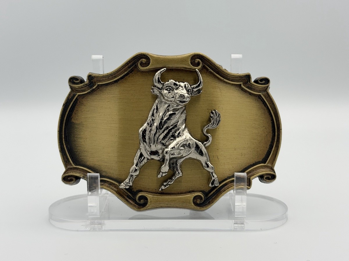 Vintage 1980s RainTree Schlitz Malt Liquor "Raging Bull" Belt Buckle View 3
