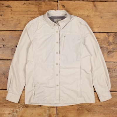 L.L. Bean Shirt S Damen Knopf Outdoor Taschen Wandern Trail Performance beige