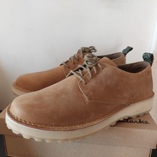 clarks solsbury lace mens dark sand leather rock sole derby casual shoes size 10