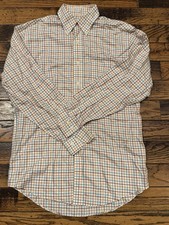 Brooks Brothers 346 Mens Original Polo Shirt Non-Iron Cotton Grid Sz Small
