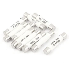 10pcs 500V 30A Low Breaking Capacity 6x30mm Cartridge Ceramic Fuses
