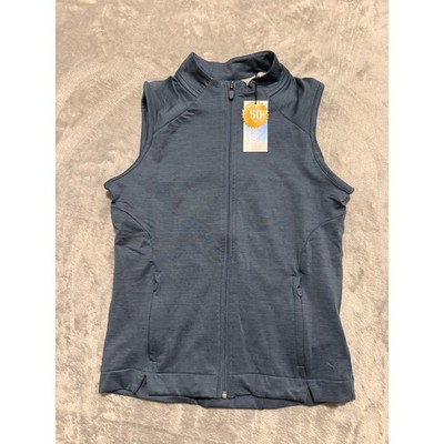 Puma Golf Vest Womens XS Blue Cloudspun Full Zip UPF 50 Sleeveless Jacket
