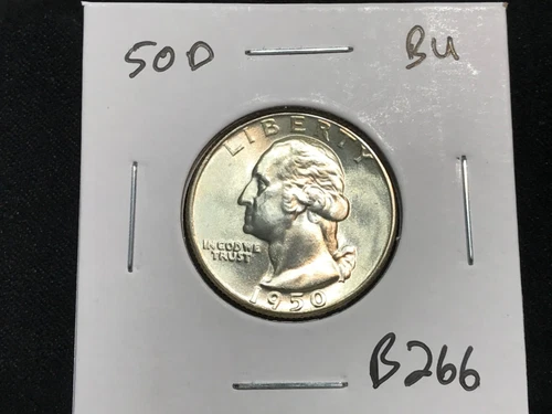 1950-D Washington Quarter - BU/Uncirculated 90% Silver 25C - B266