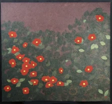 Japan interior Washi paper Tsubaki-Bayashi camellia hand craft 1980