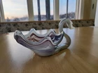 Sooner Swan Stretch Glass Murano Style Hand Purple Blue  Bowl Vase Vtg MCM