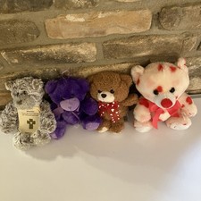 Lot of 4 Teddy Bears - Cute, Super Soft, Fluffy, Small