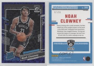 2023 Donruss Optic Rated Fast Break Purple Prizm /99 Noah Clowney #205 Rookie RC