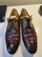 Vtg Gucci 2-Tone Brown Burgundy Wingtip Brogue Oxford Shoes Men EU 40