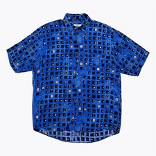 CASA MODA Vintage 90s Abstract Geometric Shirt Mens XL Blue Short Sleeve Funky