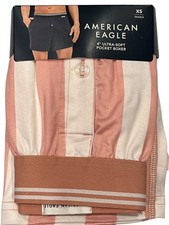 NWT AMERICAN EAGLE 4" Ultra Soft Pocket Boxer Sz XS Pink White Stripes 80