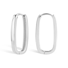 925 Sterling Silver Rectangle Hoop Earrings for Women Silver Geometric Rectangle