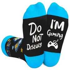 Stocking Stuffers for Teens Kids Men,Funny Gaming Socks,Christmas White Blue