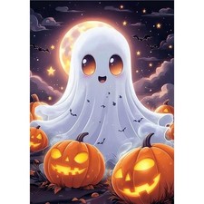 Ghost Pumpkin Halloween Diamond Art Kit 12 x 16 Inch 5D DIY