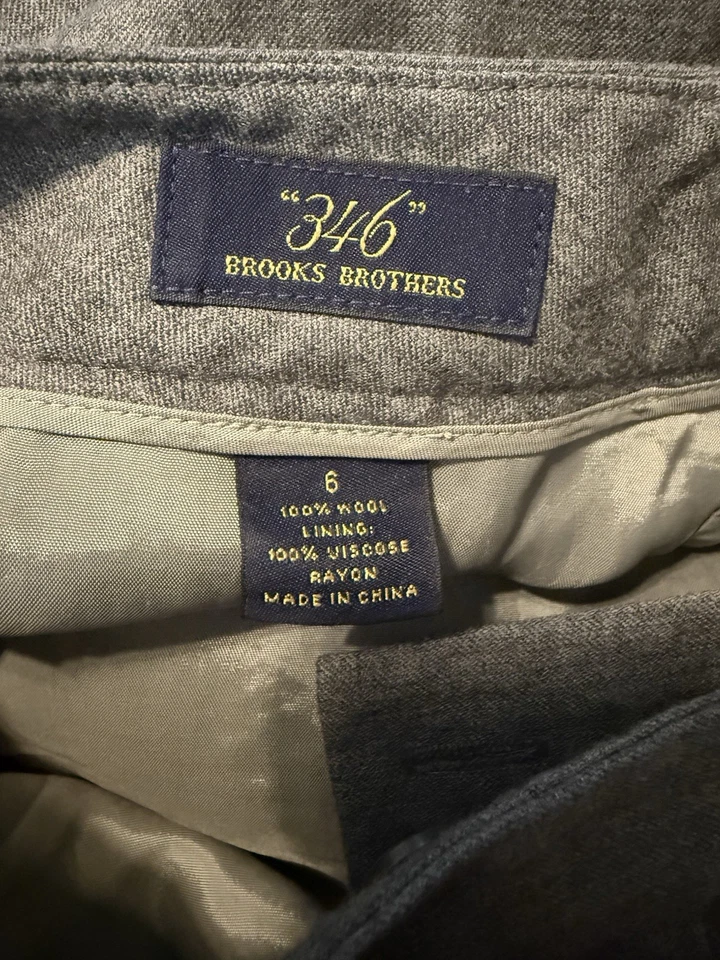 Calça social Brooks Brothers 346 feminina 6 bolsos plissados cinza lã carreira preppy - Imagem 4 de 4