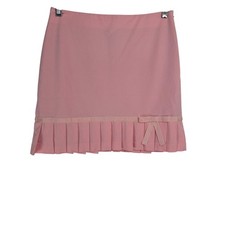Vintage Pink Pleated Hem Mini Skirt Bow Accent Size 4 Preppy Y2K Ballet Coquette