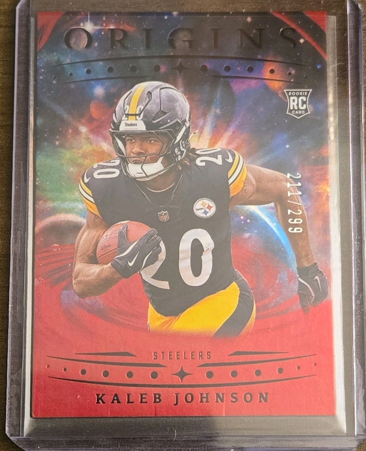 2025 Panini Origins Kaleb Johnson RC Holo Red /299 Pittsburgh Steelers RB #104