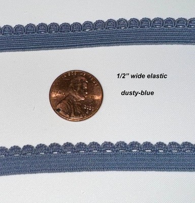 Dusty Blue Elastic Novelty Picot Scallop Lace Loop Edging 3/8'' Doll Crafts 10yd