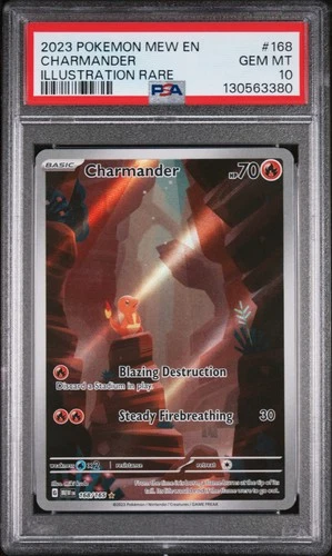 2023 POKEMON MEW EN-151 ILLUSTRATION RARE #168 CHARMANDER PSA 10
