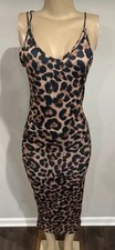 Dress size medium women long Leopard Print Sleeveless Maxi Dress New