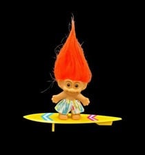 TROLL RUSS DOLL VINTAGE COLLECTIBLE ORANGE HAIR SURF BOARDING