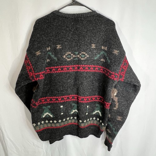 Vintage Woolrich Wool Sweater Mens Lg 90s Pullover Nordic Fair Isle Reindeer - Picture 6 of 10