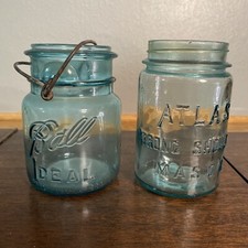 Vintage Ball Ideal PAT July 14, 1908 Mason Jar #7 & Atlas Strong Shoulder Mason