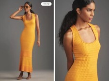 Anthropologie Whipstitched Bodycon Orange Midi  - LARGE - BNWT - £130