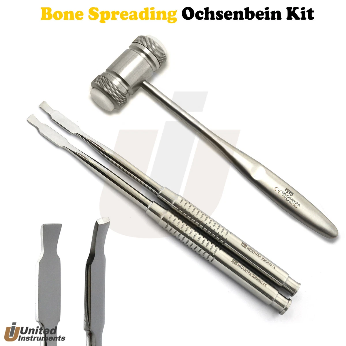 Dental Oral Surgery Ochsenbein Chisel Spreading Mallet Hammer Set Of 3