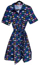 Boden Anastasia Shirt Dress Navy Multi Flag Print Misses size 6
