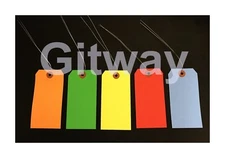 1,000 of 4 3/4" x 2 3/8" Size 5 Assorted Colored Inventory Hang Tags with Wire