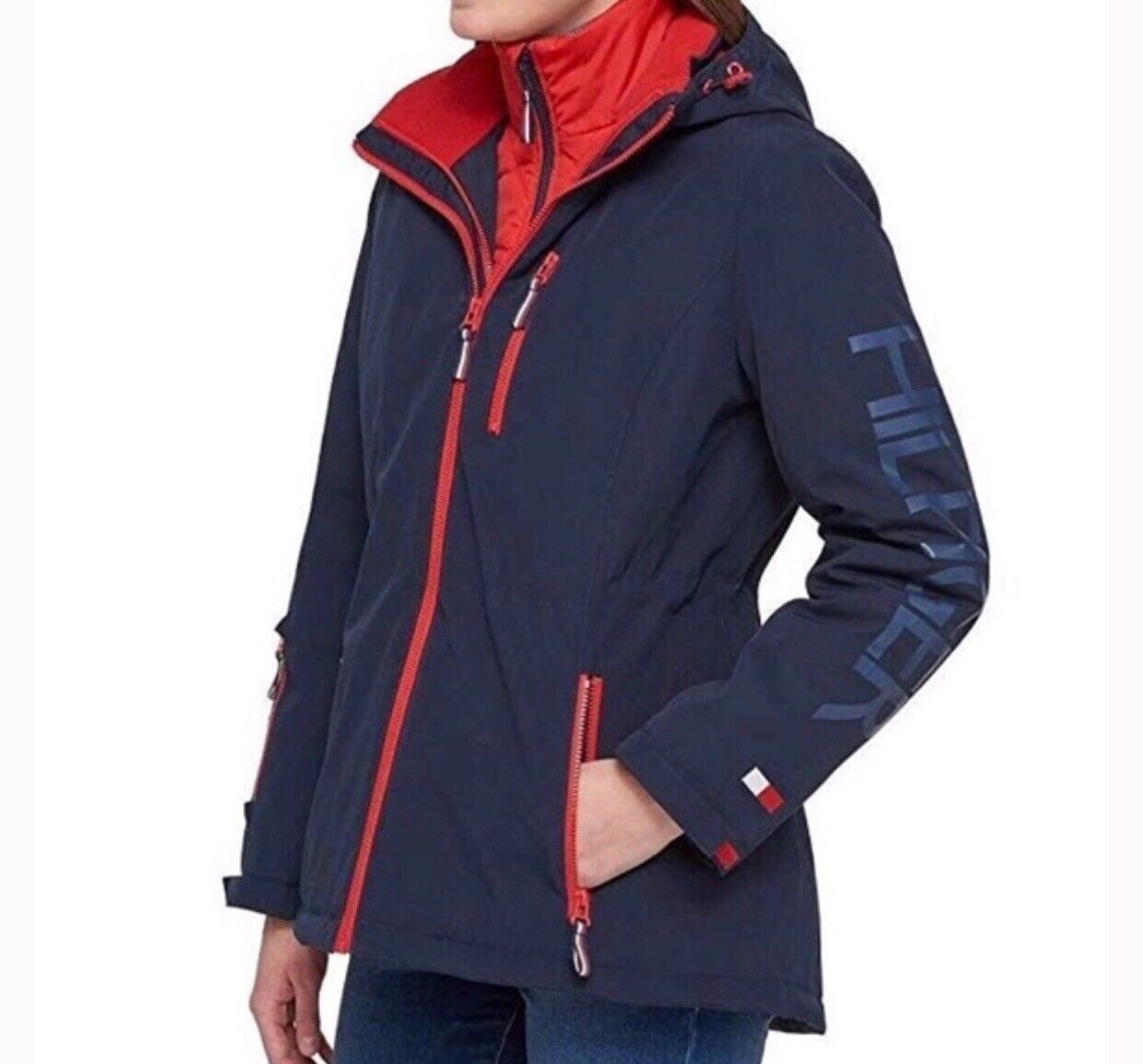 Tommy Hilfiger 3-in-1 All-Weather System Women&#039;s Hooded Navy/M | eBay