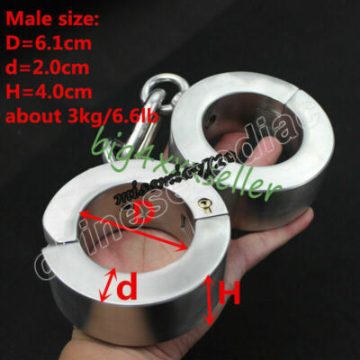 Stainless Steel 3.5kg Heavy Slaves Bounds Handcuffs Restraint Chains Locking