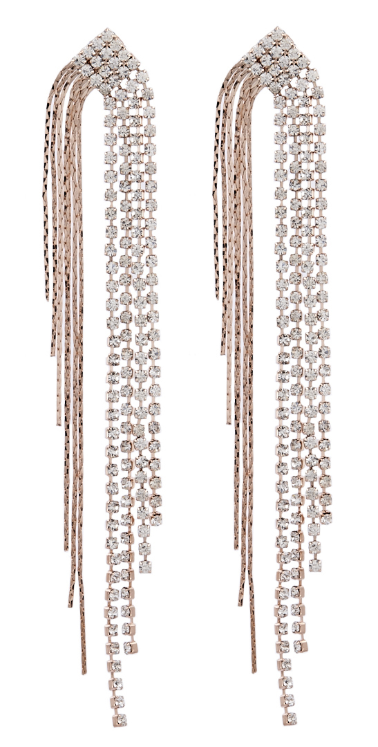 Clip On Earrings - rose gold plated with crystals & sparkling strands - Britt RG