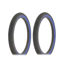 Bicycle TIRES 20" x 1.95 BLACK/Blue Semi-Slick Tread (2) TIRE BMX STYLE
