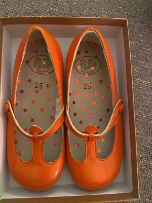 Brand New In BOX Kids PEPE Girl s Leather Ballerina Shoe Size 25, Coral