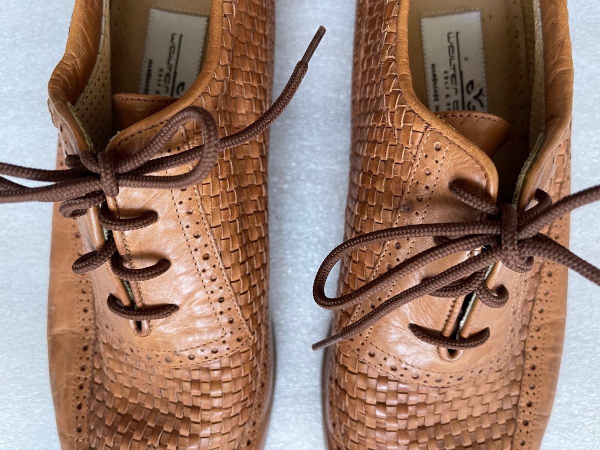 WALTER GENUIN, HANDMADE ITALY, WOMEN'S WOVEN BROWN LEATHER GOLF