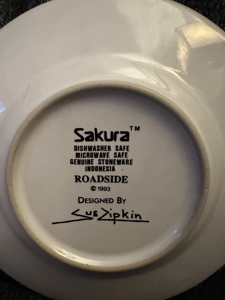 Platillos Route 66 Sakura Roadside Sue Zipkin 1993 negro rojo tablero de ajedrez usado en excelente estado Foto 2 de 4